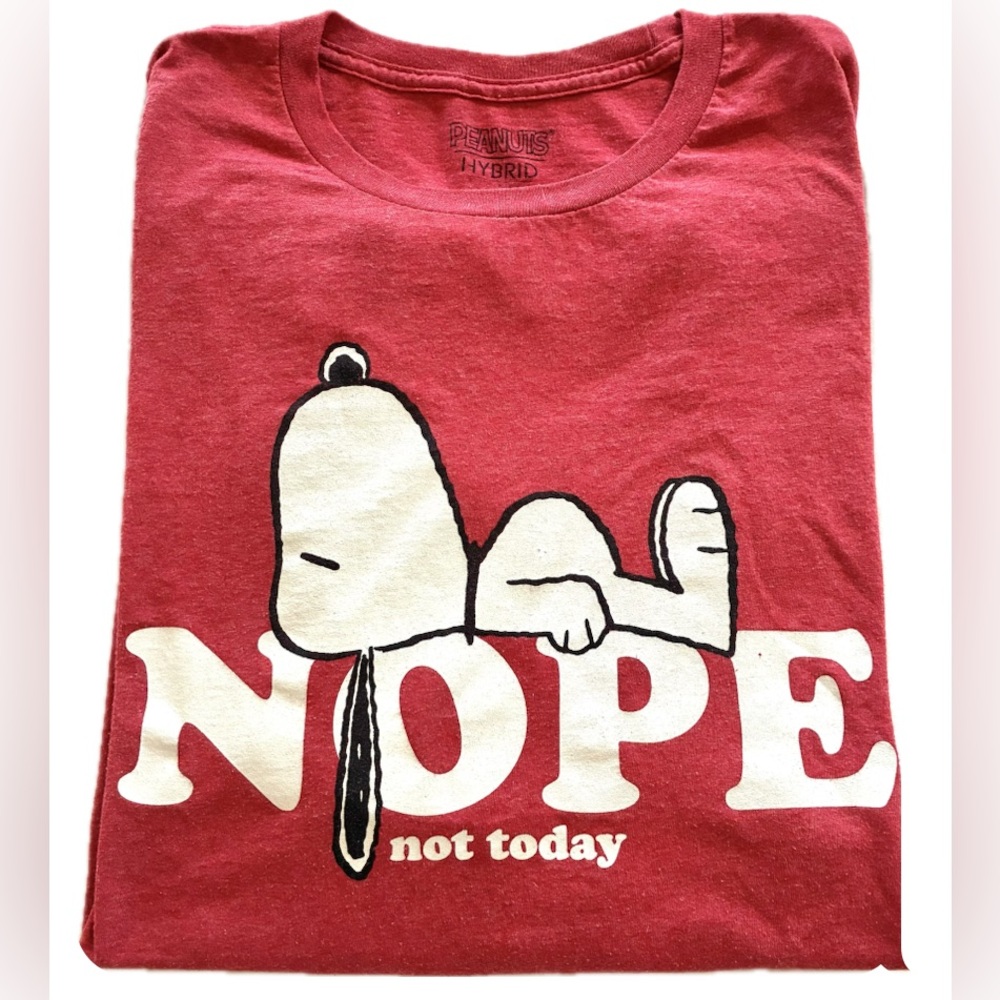 Adult Vintage Snoopy Nope Not Today Snoopy Red Graphic Tee 2XL Charlie Brown